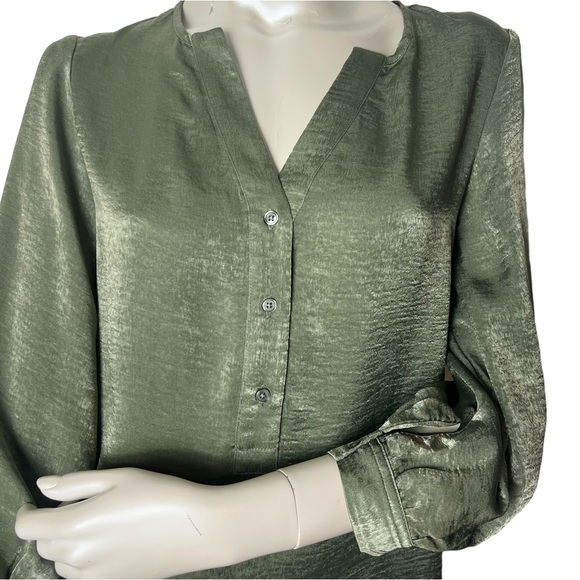 Banana Republic Green 3/4 Sleeve Hi Low Blouse Top - Picture 3 of 10